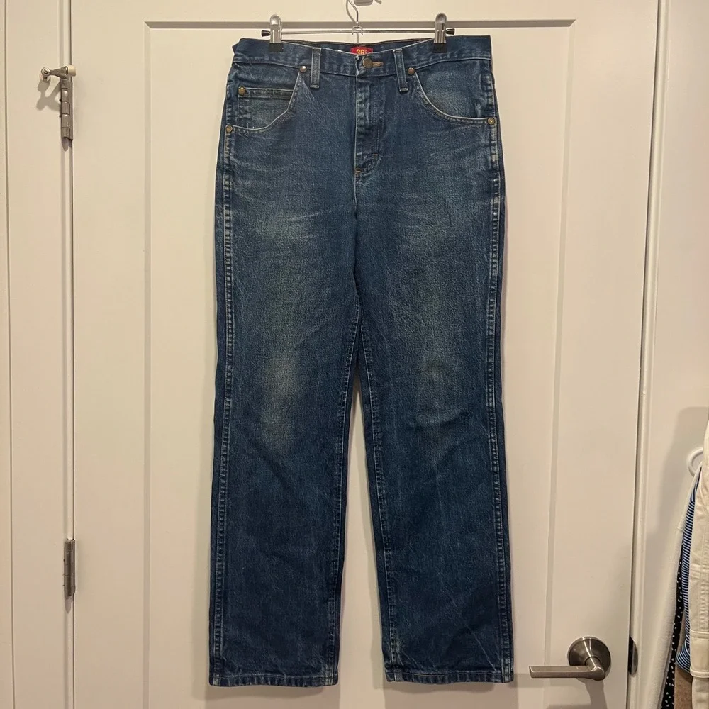 Wrangler 36MWZ Slim Fit Cowboy Cut Jeans Mens 31x30 Blue Denim Straight Leg 0816